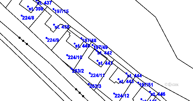 Parcela st. 442 v KÚ Sázava u Davle, Katastrální mapa