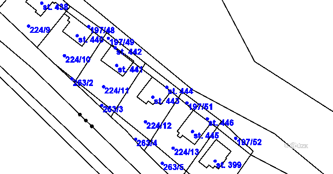 Parcela st. 444 v KÚ Sázava u Davle, Katastrální mapa