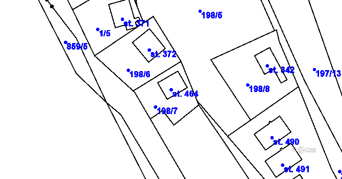 Parcela st. 464 v KÚ Sázava u Davle, Katastrální mapa