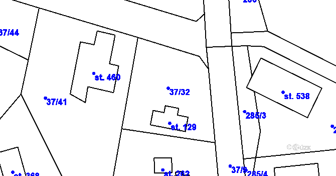 Parcela st. 37/32 v KÚ Sázava u Davle, Katastrální mapa