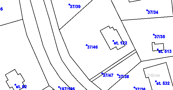 Parcela st. 37/46 v KÚ Sázava u Davle, Katastrální mapa