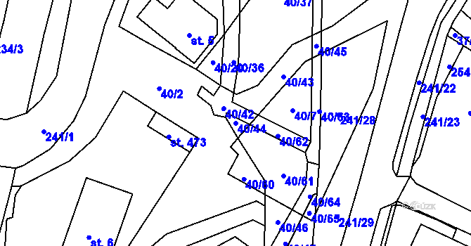 Parcela st. 40/44 v KÚ Sázava u Davle, Katastrální mapa