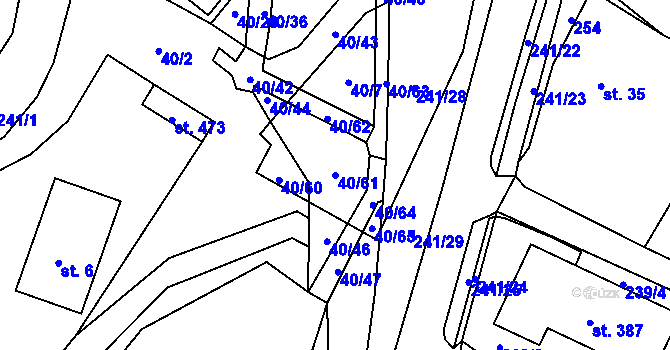 Parcela st. 40/61 v KÚ Sázava u Davle, Katastrální mapa