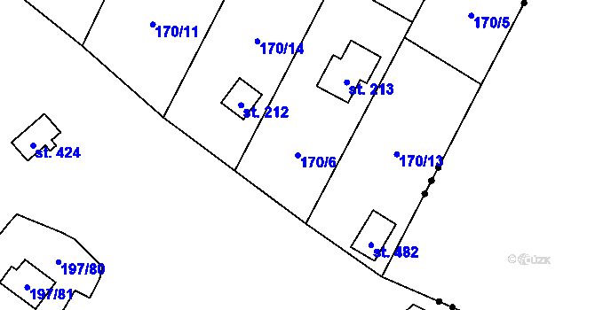 Parcela st. 170/6 v KÚ Sázava u Davle, Katastrální mapa