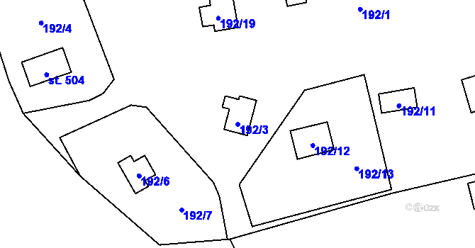 Parcela st. 192/3 v KÚ Sázava u Davle, Katastrální mapa