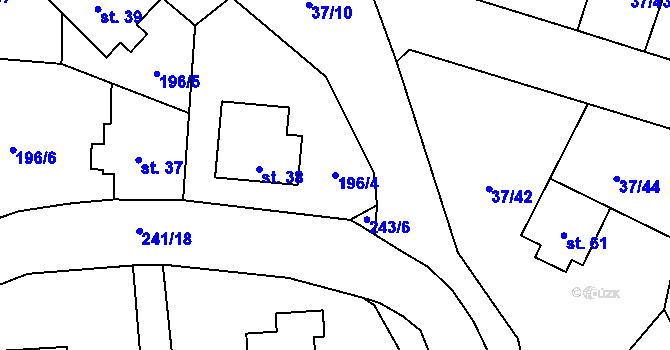 Parcela st. 196/4 v KÚ Sázava u Davle, Katastrální mapa