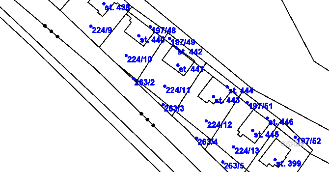 Parcela st. 224/11 v KÚ Sázava u Davle, Katastrální mapa