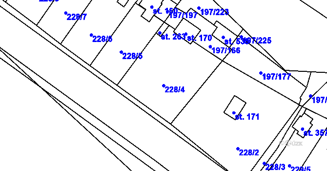 Parcela st. 228/4 v KÚ Sázava u Davle, Katastrální mapa