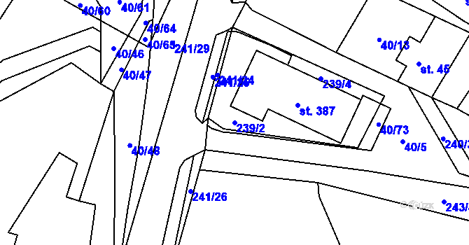 Parcela st. 239/2 v KÚ Sázava u Davle, Katastrální mapa