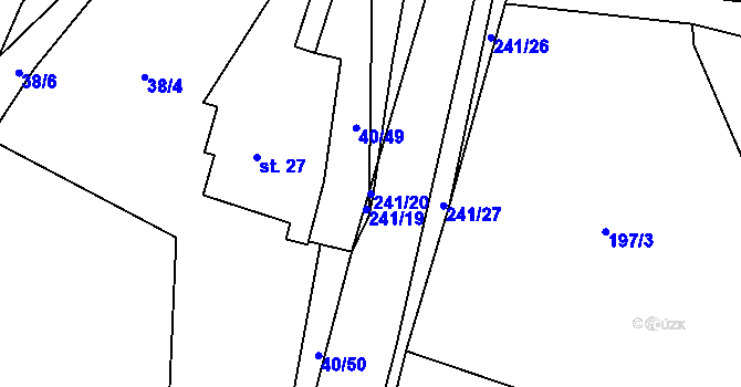 Parcela st. 241/20 v KÚ Sázava u Davle, Katastrální mapa