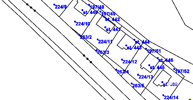 Parcela st. 263/3 v KÚ Sázava u Davle, Katastrální mapa