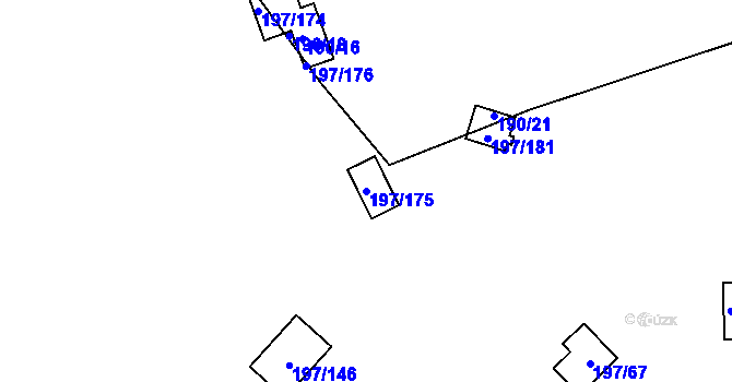 Parcela st. 197/175 v KÚ Sázava u Davle, Katastrální mapa