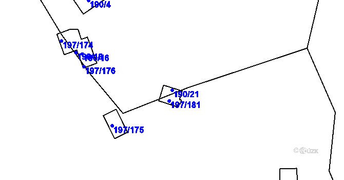 Parcela st. 190/21 v KÚ Sázava u Davle, Katastrální mapa