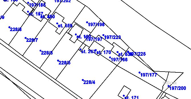 Parcela st. 197/168 v KÚ Sázava u Davle, Katastrální mapa