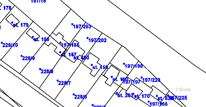 Parcela st. 197/201 v KÚ Sázava u Davle, Katastrální mapa