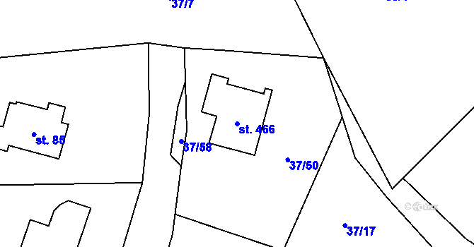 Parcela st. 466 v KÚ Sázava u Davle, Katastrální mapa