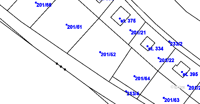 Parcela st. 201/52 v KÚ Sázava u Davle, Katastrální mapa