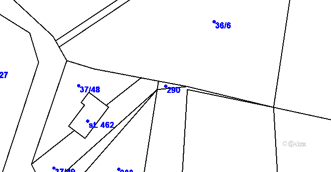 Parcela st. 290 v KÚ Sázava u Davle, Katastrální mapa