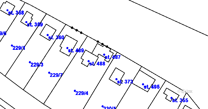 Parcela st. 487 v KÚ Sázava u Davle, Katastrální mapa