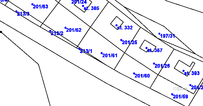 Parcela st. 201/61 v KÚ Sázava u Davle, Katastrální mapa