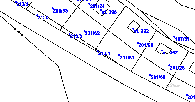 Parcela st. 213/1 v KÚ Sázava u Davle, Katastrální mapa