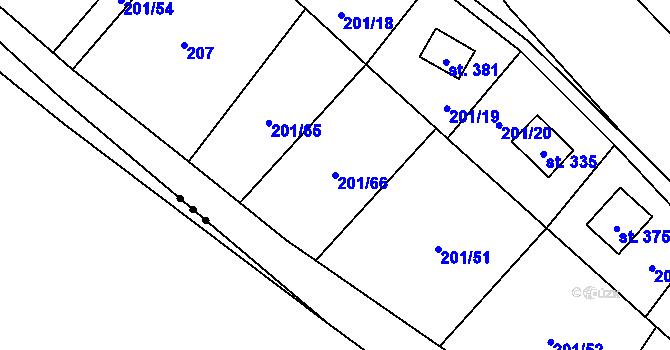 Parcela st. 201/66 v KÚ Sázava u Davle, Katastrální mapa