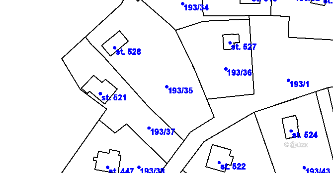 Parcela st. 193/35 v KÚ Sázava u Davle, Katastrální mapa