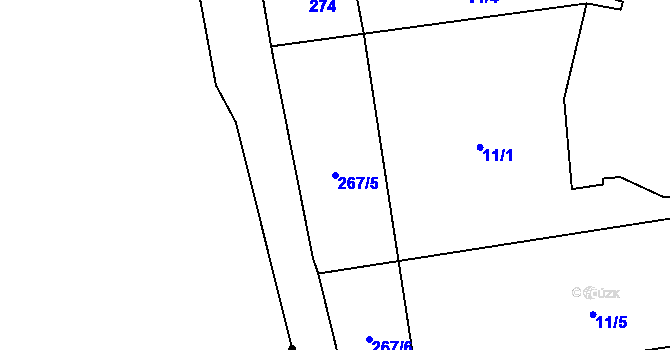 Parcela st. 267/5 v KÚ Sázava u Davle, Katastrální mapa