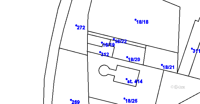 Parcela st. 312 v KÚ Sázava u Davle, Katastrální mapa