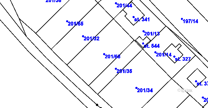 Parcela st. 201/68 v KÚ Sázava u Davle, Katastrální mapa