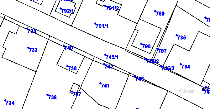 Parcela st. 745/1 v KÚ Deblín, Katastrální mapa