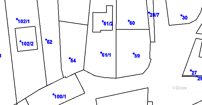 Parcela st. 61/1 v KÚ Deblín, Katastrální mapa