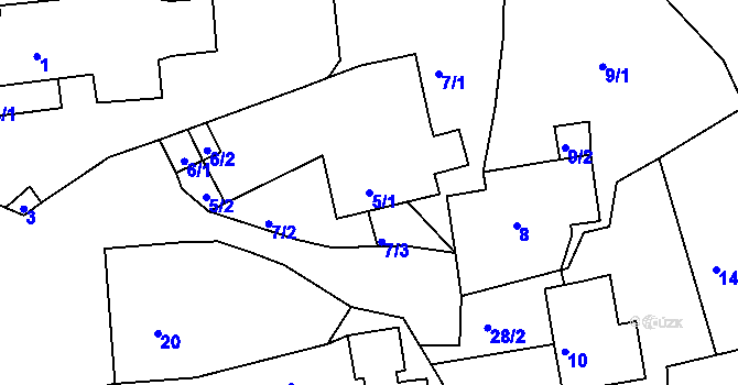 Parcela st. 5/1 v KÚ Deblín, Katastrální mapa