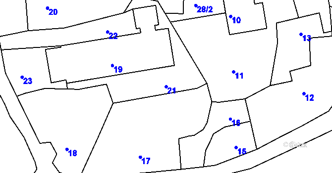 Parcela st. 21 v KÚ Deblín, Katastrální mapa