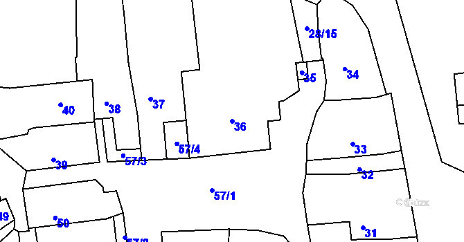Parcela st. 36 v KÚ Deblín, Katastrální mapa