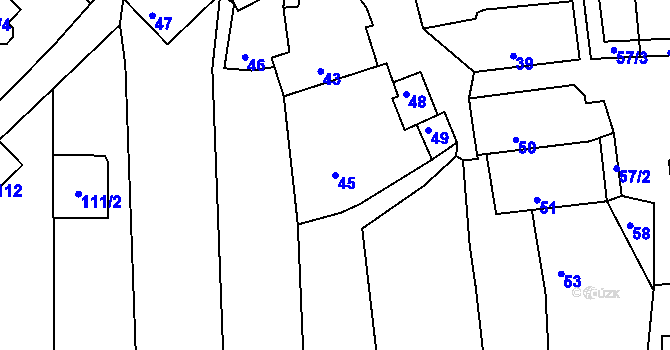 Parcela st. 45 v KÚ Deblín, Katastrální mapa