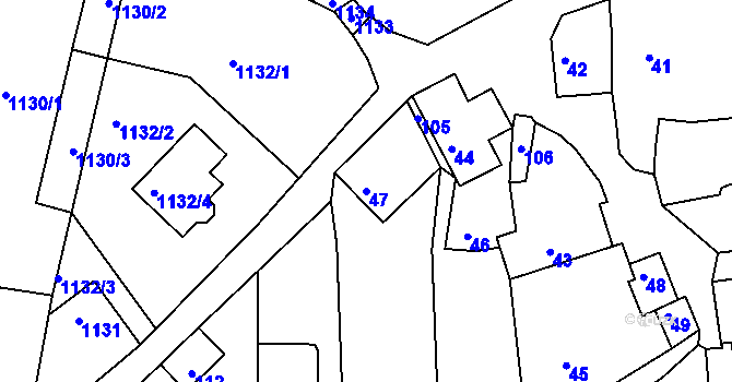 Parcela st. 47 v KÚ Deblín, Katastrální mapa