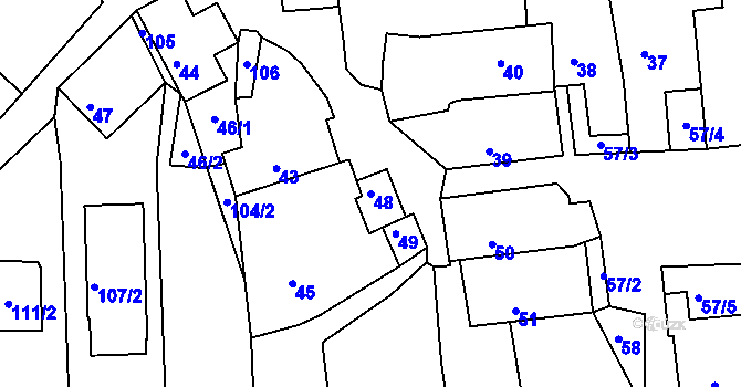 Parcela st. 48 v KÚ Deblín, Katastrální mapa