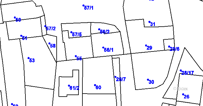 Parcela st. 56/1 v KÚ Deblín, Katastrální mapa