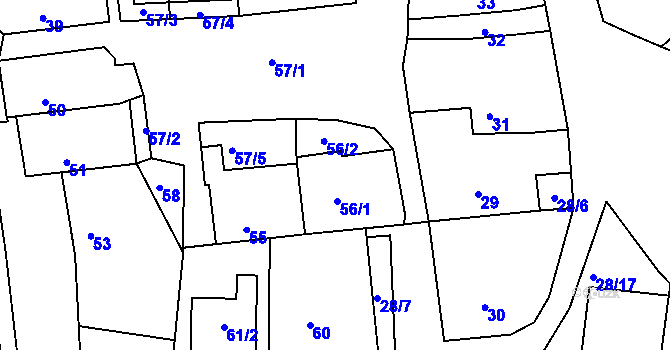 Parcela st. 56/2 v KÚ Deblín, Katastrální mapa