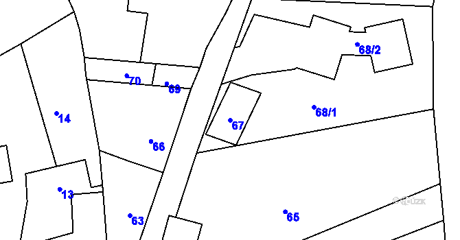 Parcela st. 67 v KÚ Deblín, Katastrální mapa