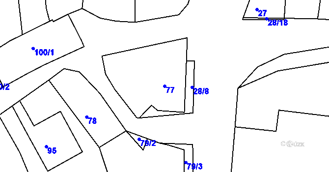 Parcela st. 77 v KÚ Deblín, Katastrální mapa