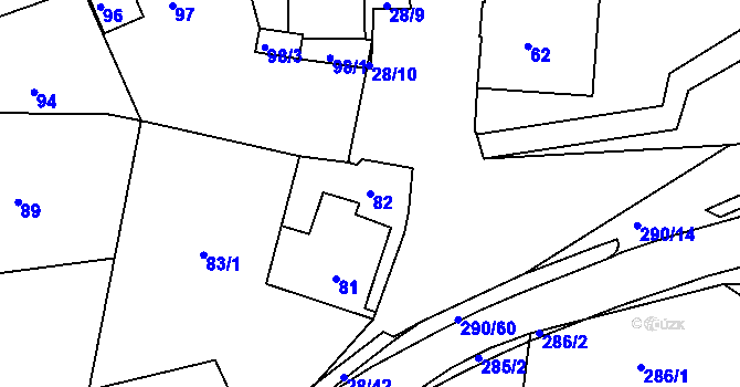 Parcela st. 82 v KÚ Deblín, Katastrální mapa