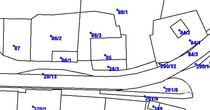 Parcela st. 85 v KÚ Deblín, Katastrální mapa