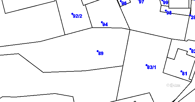 Parcela st. 89 v KÚ Deblín, Katastrální mapa