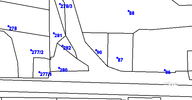 Parcela st. 90 v KÚ Deblín, Katastrální mapa