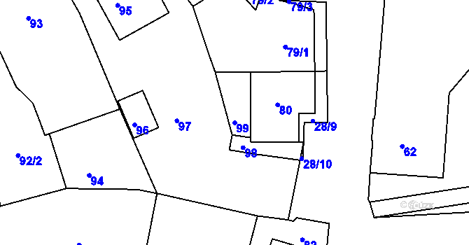 Parcela st. 99 v KÚ Deblín, Katastrální mapa