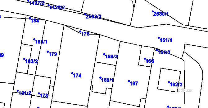 Parcela st. 169/3 v KÚ Deblín, Katastrální mapa