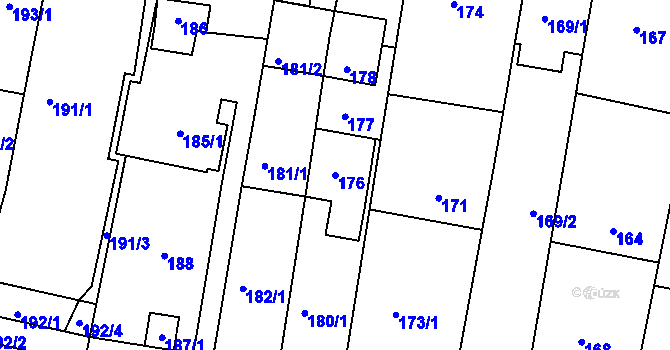 Parcela st. 176 v KÚ Deblín, Katastrální mapa