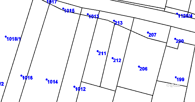 Parcela st. 211 v KÚ Deblín, Katastrální mapa
